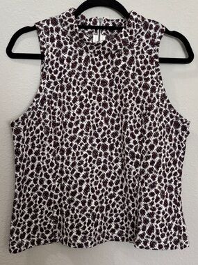 Akemi + Kin Anthropologie Animal Print Textured Knit Sleeveless Top Size Medium